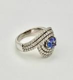 Ring - 18 karaat Witgoud - 1.30ct. tw. Tanzaniet - Diamant, Nieuw