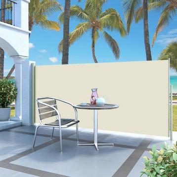 vidaXL Windscherm uittrekbaar 140x300 cm crèmekleurig, Verzenden