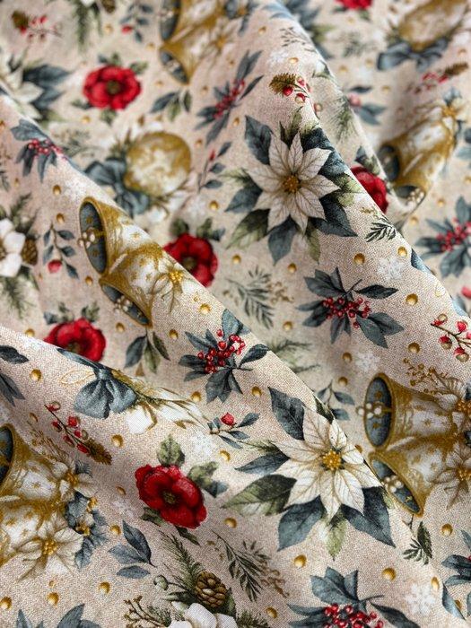 Allegro kerststof met klokken en sterren - Textiel - 280 cm, Diversen, Kerst