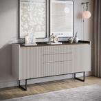 Meubella | Dressoir beige 166cm | Opbergkast met led, Huis en Inrichting, Kasten | Dressoirs, Verzenden, Nieuw, 25 tot 50 cm, 150 tot 200 cm