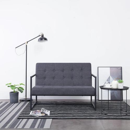 vidaXL Sofa à 2 places avec accoudoirs Gris foncé Acier, Maison & Meubles, Canapés | Salons, Neuf, Envoi