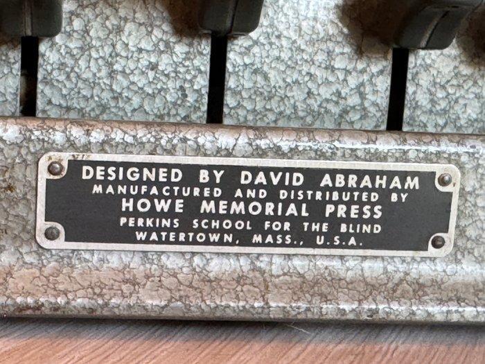 David Abraham - Howe Memorial Press - Perkins Brailler -, Antiek en Kunst, Kunst | Designobjecten