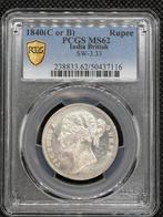 Inde britannique. Victoria. 1 Rupee 1840 PCGS MS62 (Sans, Postzegels en Munten