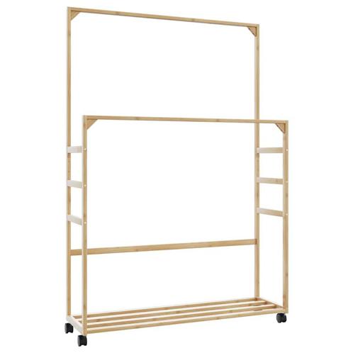 vidaXL Kledingrek met schappen en wielen 90x35x155 cm bamboe, Huis en Inrichting, Kasten | Kleerkasten, Nieuw, Verzenden