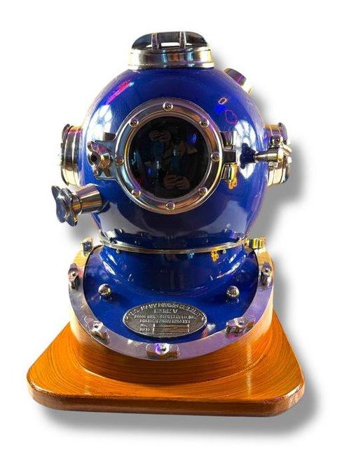 Duikhelm - XXL U.S NAVY Diving Helmet Mark V - Emaille,, Antiek en Kunst, Kunst | Designobjecten