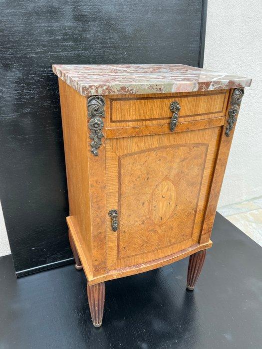 Nachtkastje - Hout, Marmer - Marqueterie, Antiek en Kunst, Curiosa en Brocante