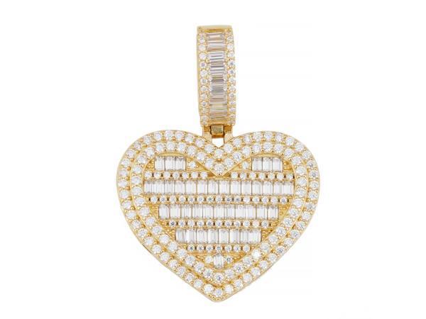 Veiling - Goudkleurige hanger hart met briljanten moissaniet, Bijoux, Sacs & Beauté, Pendentifs