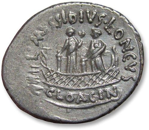 République romaine. L. Mussidius Longus, 42 BC. Denarius, Postzegels en Munten, Munten | Europa | Niet-Euromunten