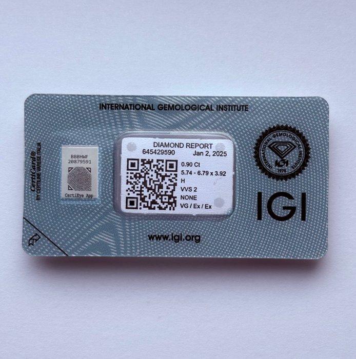 1 pcs Diamant (Natuurlijk) - 0.90 ct - Hart - H - VVS2 -, Handtassen en Accessoires, Edelstenen