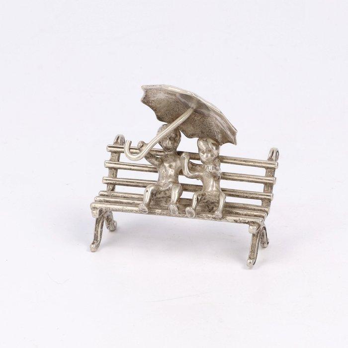 J. Weeda - Kakstoel - Kinderen op een bank - Miniatuur, Antiek en Kunst, Antiek | Zilver en Goud