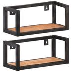 vidaXL Wandschappen 2 st 40 cm massief acaciahout, Huis en Inrichting, Kasten | Wandmeubels, Verzenden, Nieuw