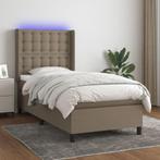 vidaXL Sommier tapissier avec matelas et LED Taupe 80x200cm