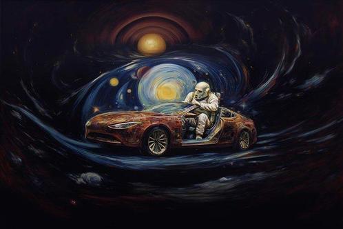 rudy barret - Voyage Galactique en Tesla - XXL, Antiquités & Art, Art | Peinture | Moderne