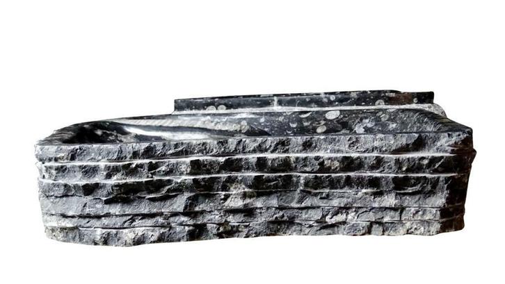 Sanifun Waskom Sancho orthoceras marmer zwart, Maison & Meubles, Salle de bain | Linge de bain & Accessoires