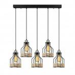 Moderne Hanglamp 5 x E27 fitting - Zwart/Touw - Murcia, Huis en Inrichting, Lampen | Hanglampen, Nieuw, Overige materialen, Modern