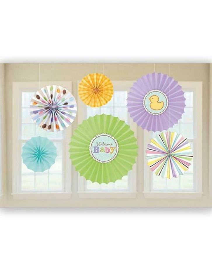 Decoratie set met waaiers welcome baby 6 stuks, Hobby en Vrije tijd, Feestartikelen, Ophalen of Verzenden
