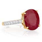 Bague - 14 carats Or jaune - 4.46ct. tw. Rubis - Diamant, Handtassen en Accessoires, Ringen, Nieuw