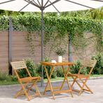 vidaXL 3-delige Bistroset poly rattan en massief hout beige, Tuin en Terras, Tuinsets en Loungesets, Verzenden, Nieuw