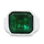 Ring Platina - 12.79ct. tw. Smaragd - Herenring, Handtassen en Accessoires, Ringen, Nieuw