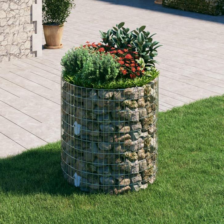 vidaXL Gabion paal rond Ø100x100 cm gegalvaniseerd staal, Tuin en Terras, Tuinhekken en Hekwerk, Nieuw, Verzenden