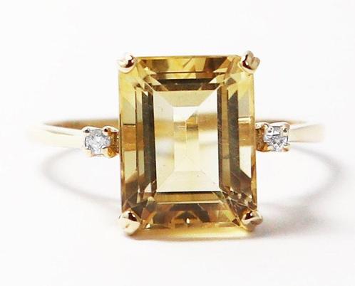 Zonder Minimumprijs - Ring - 14 karaat Geel goud Citrien -, Handtassen en Accessoires, Ringen