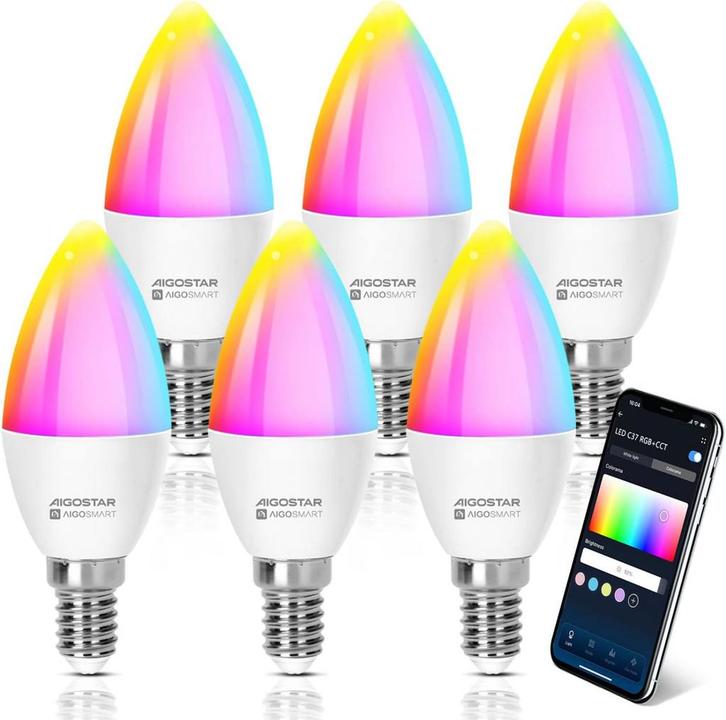 E14 LED lamp - Dimbaar - Smart lamp - 6,5W - 6 stuks - Aigos, Huis en Inrichting, Lampen | Overige, Verzenden