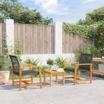 vidaXL 3-delige Bistroset poly rattan en acaciahout zwart, Verzenden, Nieuw