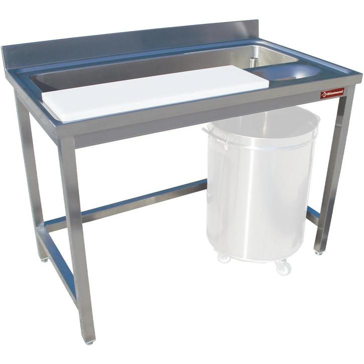 Spoeltafel | RVS/Polyethyleen | 1 Spoelbak + Afvalgat +, Zakelijke goederen, Horeca | Keukenapparatuur, Nieuw in verpakking, Verzenden