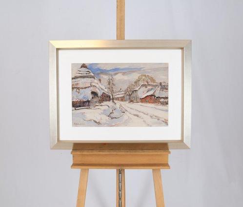 David Schulman (1881-1966) - Weg met huizen in de winter, Antiek en Kunst, Kunst | Schilderijen | Klassiek