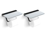 Veiling - 2x Beaux closetrolhouder met glazen planchet Ulis, Nieuw