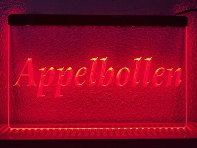 Appelbollen appel flappen neon bord lamp LED verlichting rec, Huis en Inrichting, Lampen | Overige, Nieuw, Verzenden