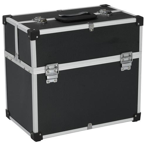 vidaXL Gereedschapskoffer 38x22,5x34 cm aluminium zwart, Doe-het-zelf en Bouw, Gereedschapskisten, Nieuw, Verzenden