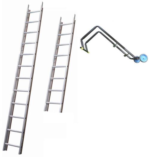 Solide dakladderset met nokhaak 5m, Doe-het-zelf en Bouw, Ladders en Trappen, Ladder, Nieuw, 4 meter of meer, Ophalen of Verzenden