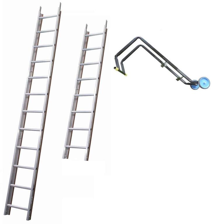 Solide dakladderset met nokhaak 5m, Doe-het-zelf en Bouw, Ladders en Trappen, Ladder, Nieuw, 4 meter of meer, Ophalen of Verzenden