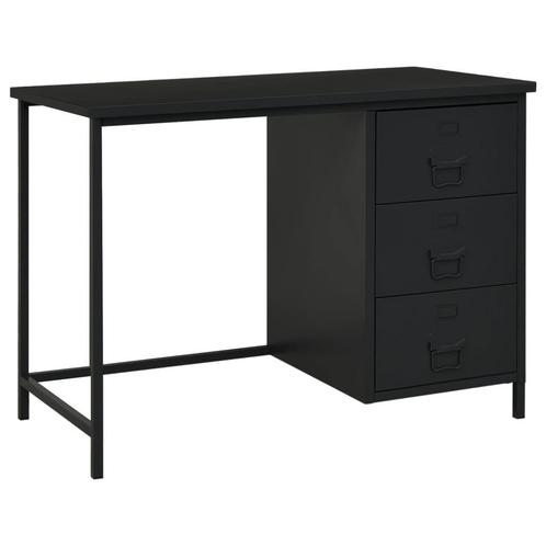 vidaXL Bureau industrieel met lades 105x52x75 cm staal zwart, Maison & Meubles, Bureaux, Envoi