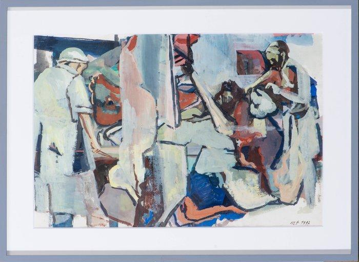 Marc Antoine Fehr (1953) - Scène de boucherie, Antiek en Kunst, Kunst | Schilderijen | Modern