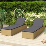 vidaXL Ligbed poly rattan bruin en donkergrijs, Tuin en Terras, Verzenden, Nieuw