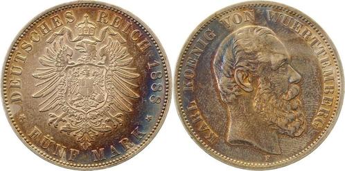 5 Mark Kaiserreich Karl v Wuerttemberg 1888f, Postzegels en Munten, Munten | Europa | Niet-Euromunten, België, Verzenden