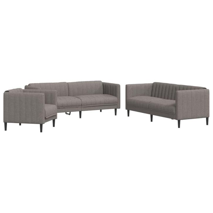 3-delige Loungeset Taupe | Tweede Kansje | Comfort gegara..., Tuin en Terras, Tuinsets en Loungesets, Nieuw, Hout, Loungeset, 6 zitplaatsen