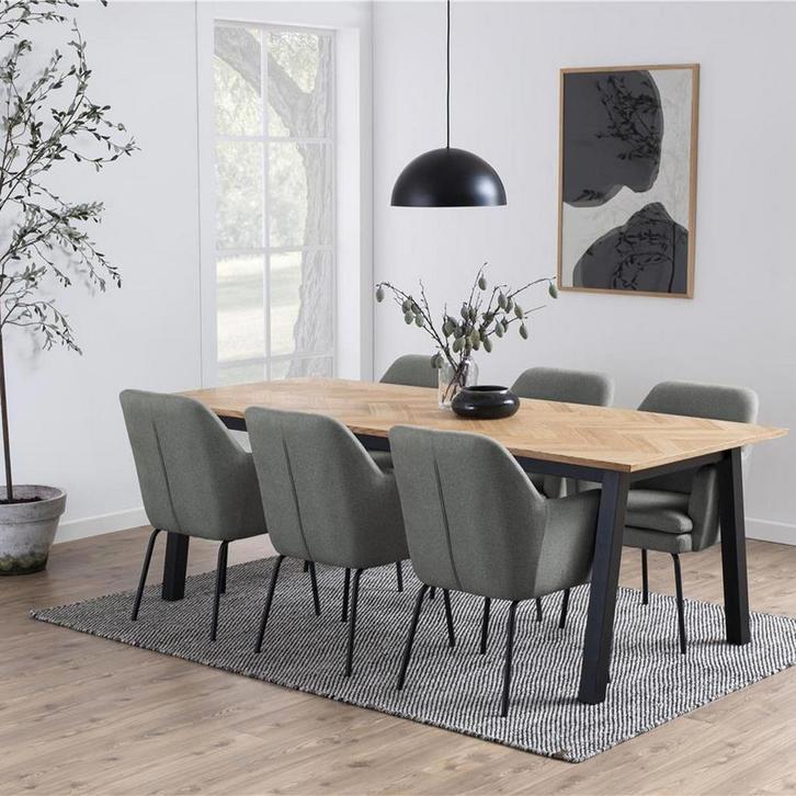 Gestoffeerde eetkamerstoel lichtgrijs | met armleuningen, Huis en Inrichting, Stoelen, Grijs, Eén, Nieuw, Stof, Verzenden