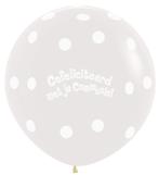 Ballonnen Communie Polka Dots Crystal Clear 91cm 2st, Verzenden