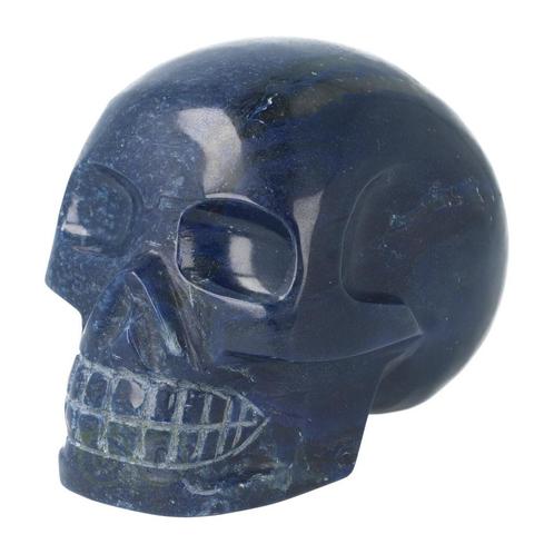 Blauwe kwarts kristallen schedel 846 gram, Handtassen en Accessoires, Edelstenen, Nieuw, Verzenden
