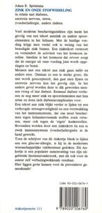 Zink en onze stofwisseling / Ankertjes / 111 9789020206760, Verzenden, J.E. Sprietsma