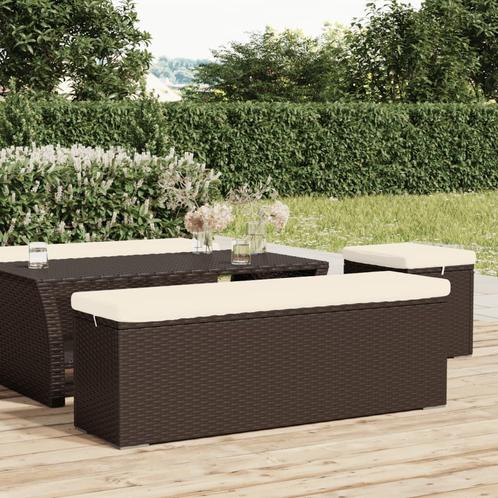 vidaXL Banc pouf avec coussin marron 110x30x40 cm résine, Jardin & Terrasse, Ensembles de jardin, Neuf, Envoi