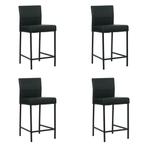 Set van 4 Leren barkrukken Bright laag - Toledo Nero, Ophalen of Verzenden