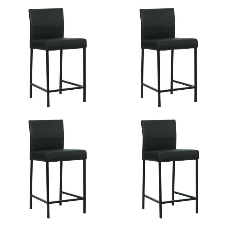 Set van 4 Leren barkrukken Bright laag - Toledo Nero, Huis en Inrichting, Barkrukken, Nieuw, 1 kruk, Leer, 90 cm of meer, Ophalen of Verzenden