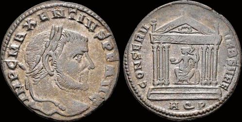 307-312ad Roman Maxentius Ae follis Roma in hexastyle tem..., Timbres & Monnaies, Monnaies & Billets de banque | Collections, Envoi