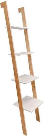 Ladder kast - 4 schappen - wit & bamboe, Huis en Inrichting, Ophalen of Verzenden, Nieuw