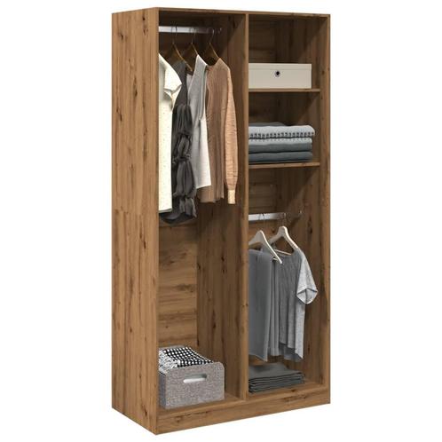 vidaXL Kledingkast 100x50x200 cm bewerkt hout artisanaal, Huis en Inrichting, Kasten | Kleerkasten, Nieuw, Verzenden