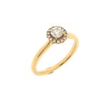 18 Krt. gouden ring met diamant | 0,325 ct., Handtassen en Accessoires, Ringen, Gebruikt, Overige kleuren, Ophalen of Verzenden